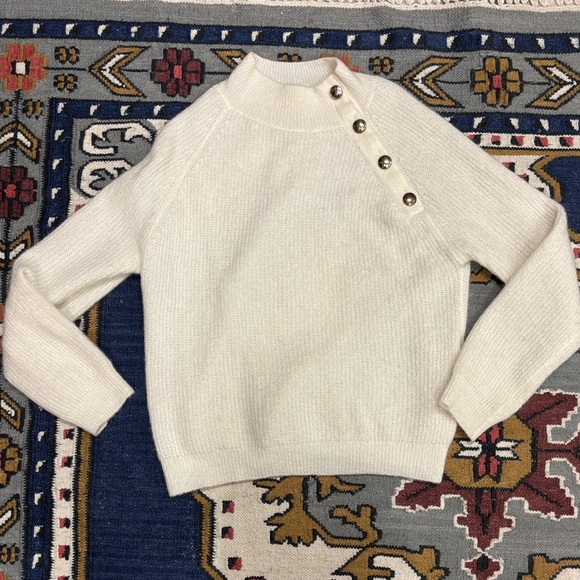 Sezane Sweaters - Sezane Cream Button-Detail Women's Sweater